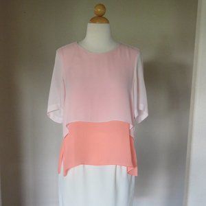 Elizabeth And James Size XS Pink /Coral Layered Silk Top EUC